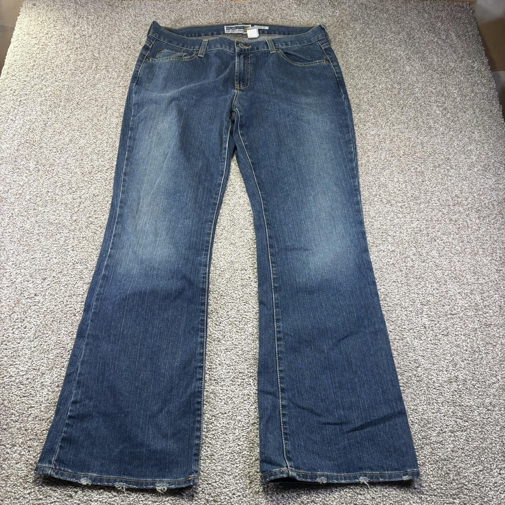 Y2K Old Navy Flare Jeans Womens 14 Blue Medium Wash Low Waist Stretch Denim
